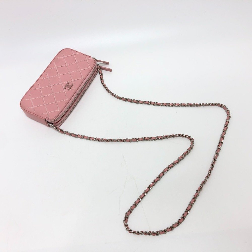 CHANEL Pink Lambskin Leather Logo Wallet - Picture 6 of 16